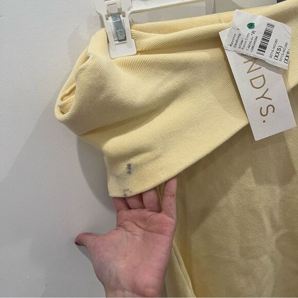 NWT SNDYS Mini Dress Butter Yellow Knit Jaymes Off Shoulder size XXS - Picture 4 of 6